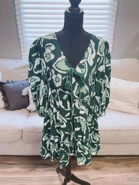 TCEC Green Floral MiniDress Size Large